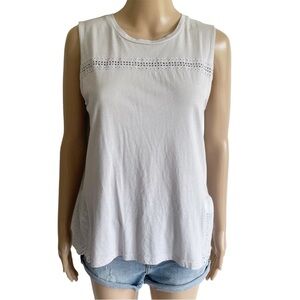 Banana Republic Solid Light Pale Blue Crewneck Sleeveless Babydoll Tank Top